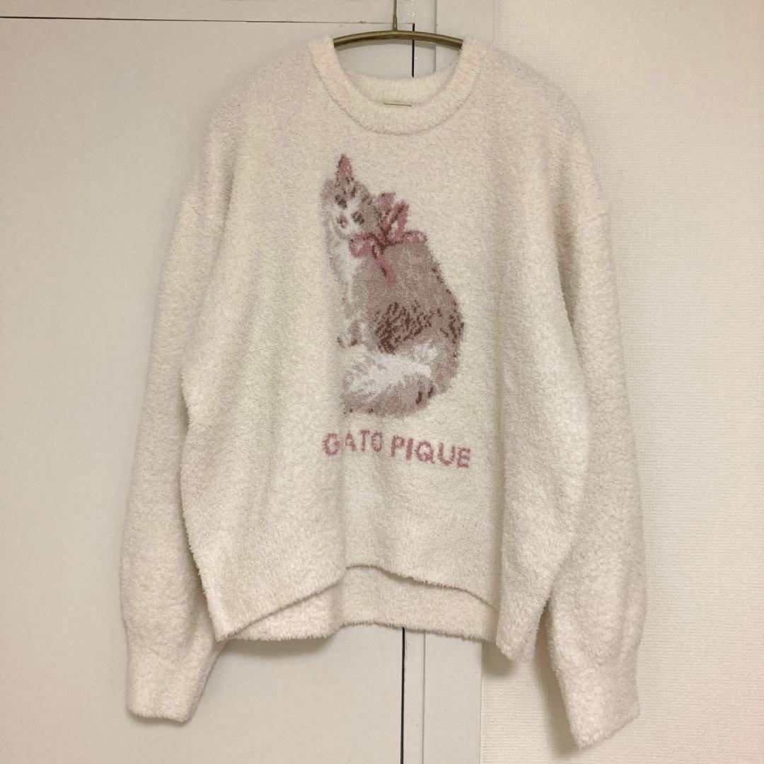 完売品】ジェラートピケ ベビモコCATジャガードプルオーバー オフ