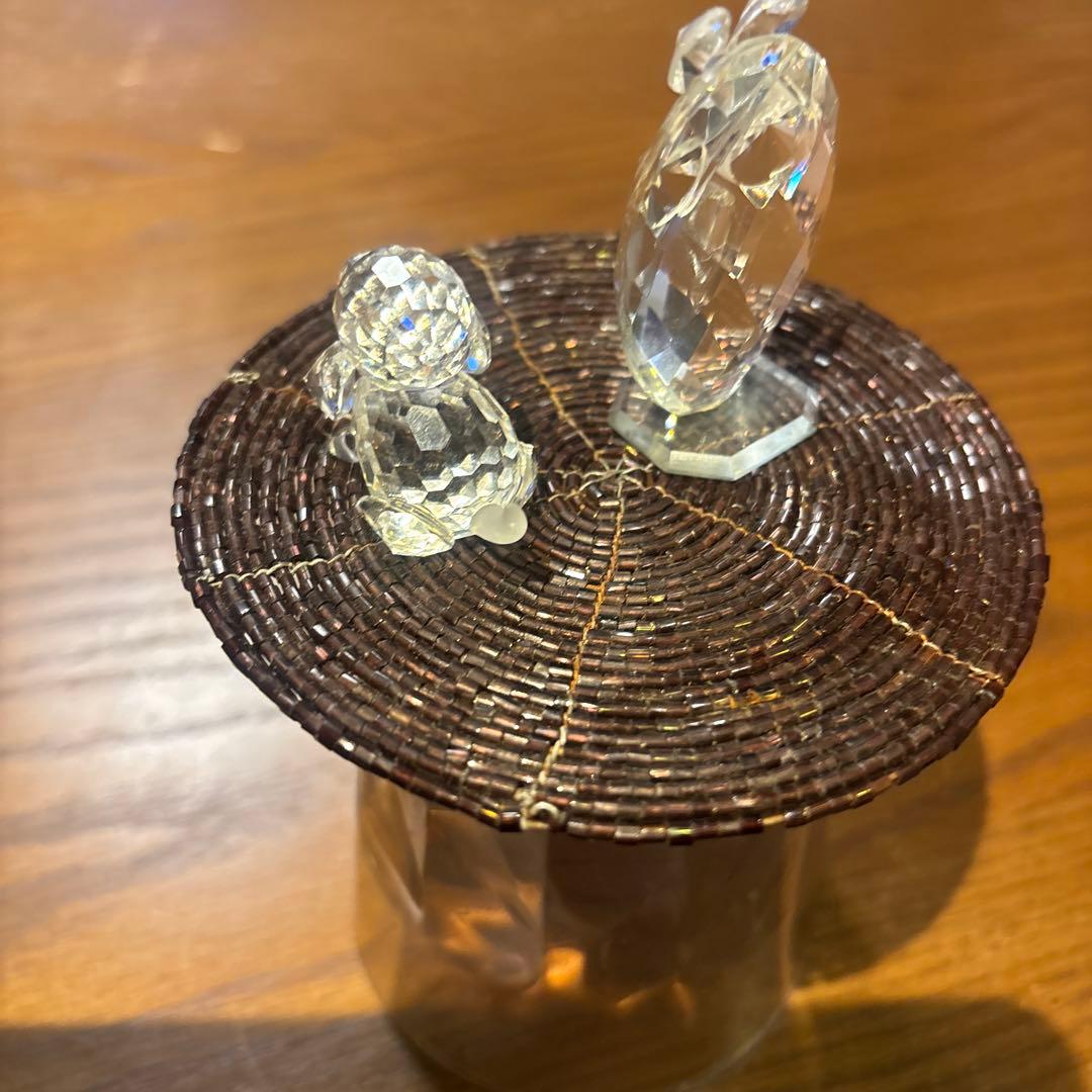 スワロフスキー 犬（ビーグル）、フクロウ クリスタル置物2つセット