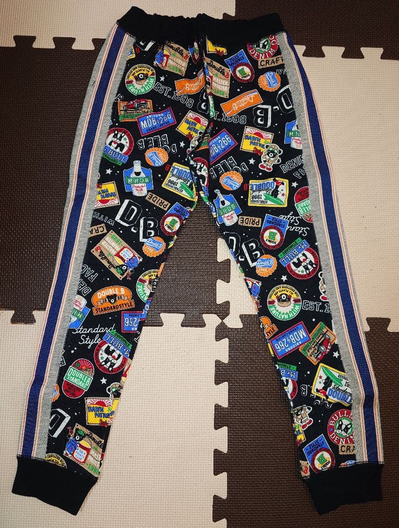 ダブルビー■カラフルパッチワーク風ロングパンツ■サイズ130 ストレッチダブルクロスタックワイドパンツ（しわになりにくい