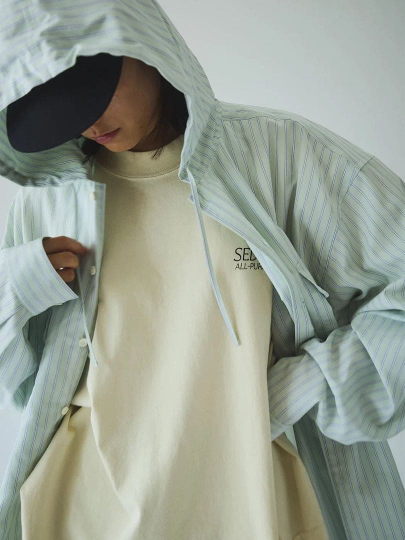 【SEDAN ALL-PURPOSE】STRIPED HOODED SHIRT