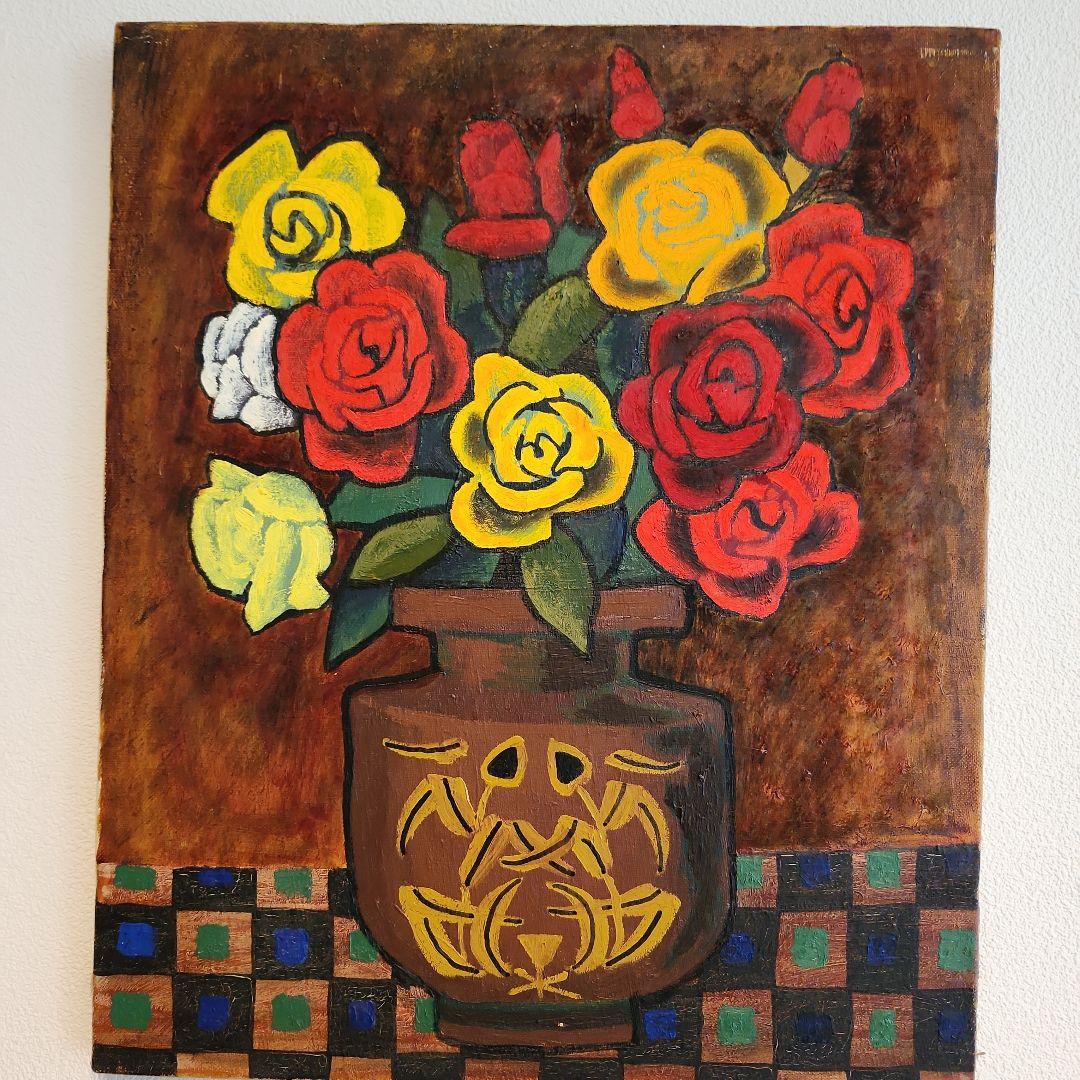 田渕眞兒　油絵　油彩　薔薇シリーズ　花　No.7