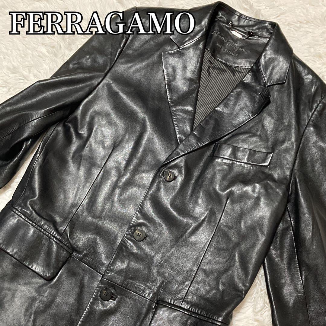 【極美品】Salvatore Ferragamo レザージャケット 本革 羊 黒