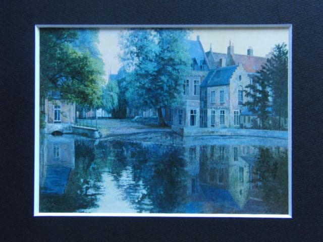 西嶋俊親、池塘静謐、希少な画集より、新品高級額・額装付