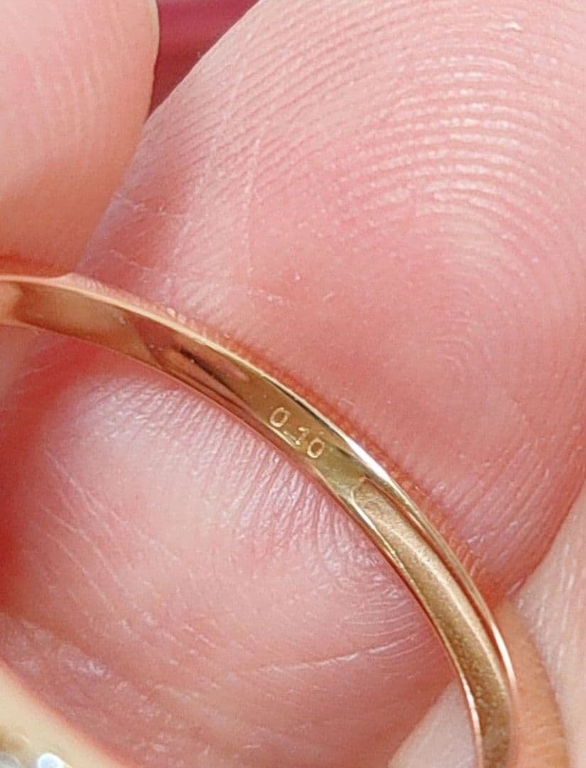 新入荷 未使用品 k18PG 天然ダイヤモンド 0.10ct リング