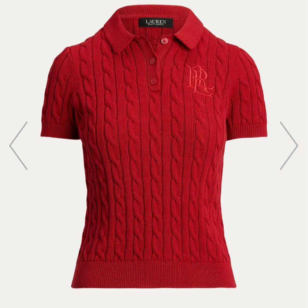 ラルフローレン　ケーブルニット 半袖ポロセーター