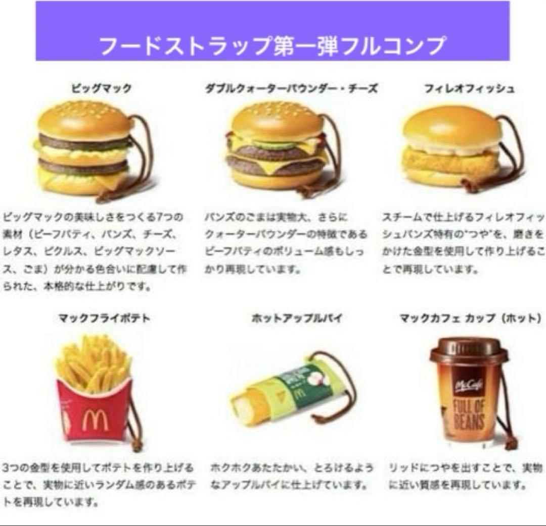 2.3月特価 レア マクドナルドフードストラップ第一弾6種フルコンプ