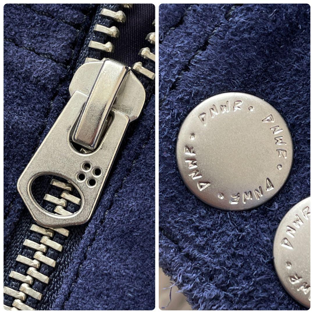 希少 美品 ZARA 本革 スプリットスエードレザージャケット ネイビー