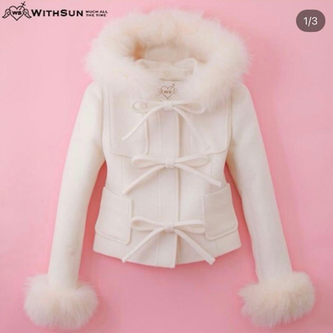 WITHSUN リボンショートダッフルコート オフホワイト