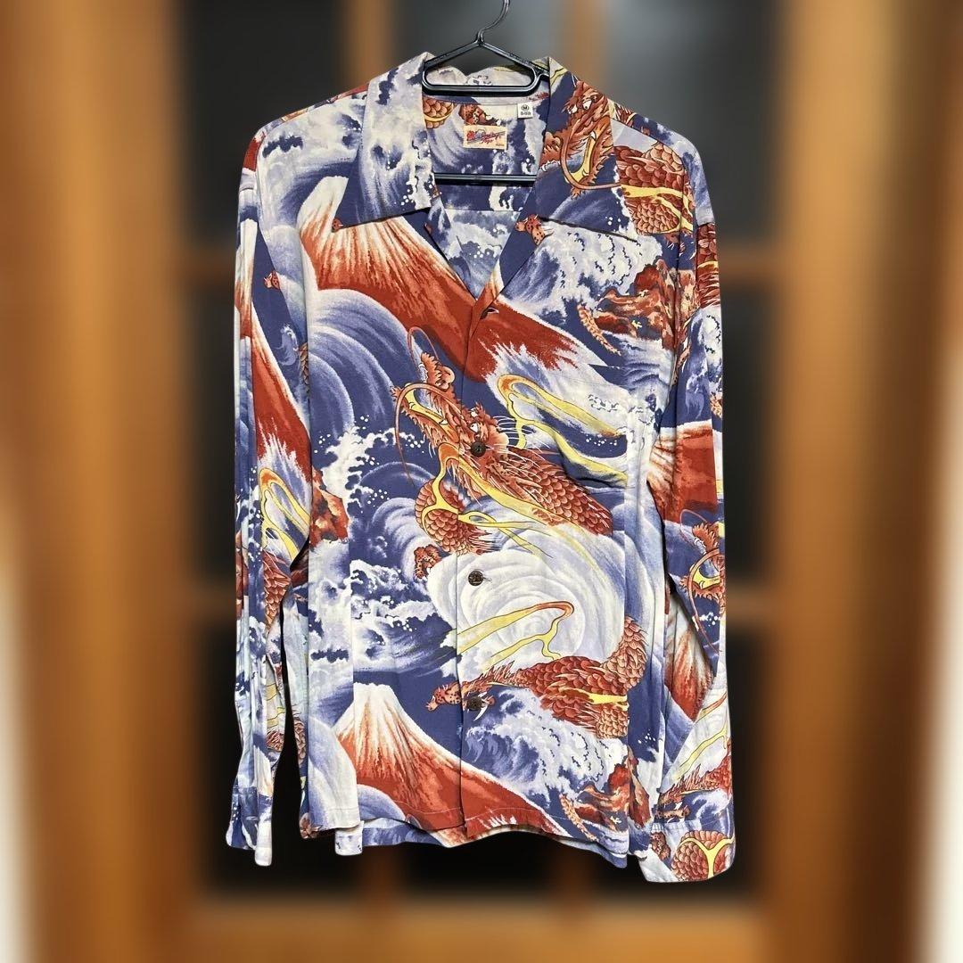 SUN SURF サンサーフ 長袖アロハ DRAGON & Mt Fuji