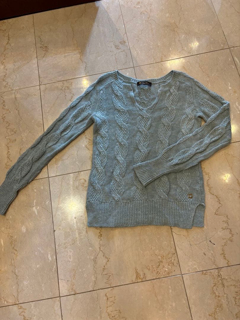 lolopianaライトブルー麻27%シルク27%カシミヤ45%長袖セーター