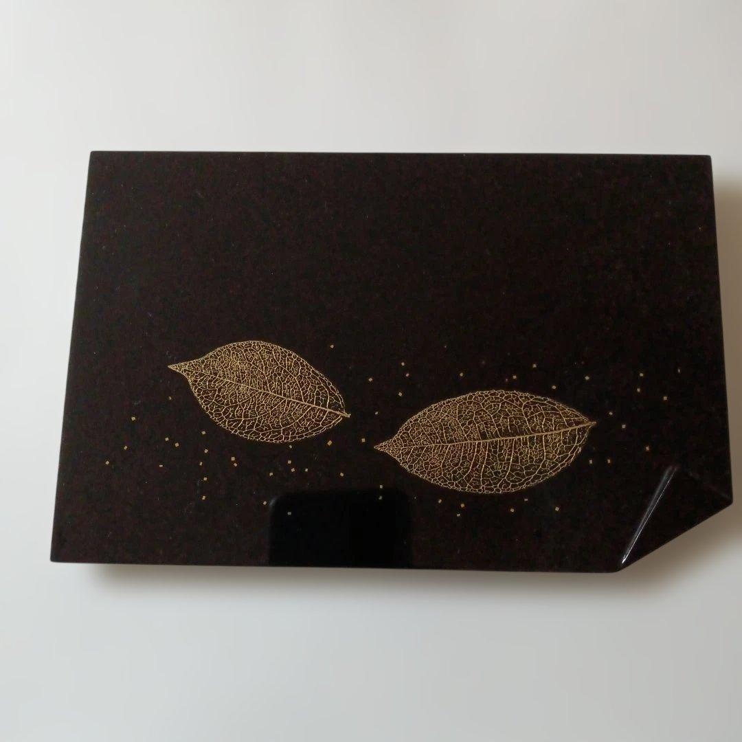 最上塗　銘々盆5枚組　漆工 　葉模様　茶道具　銘々皿