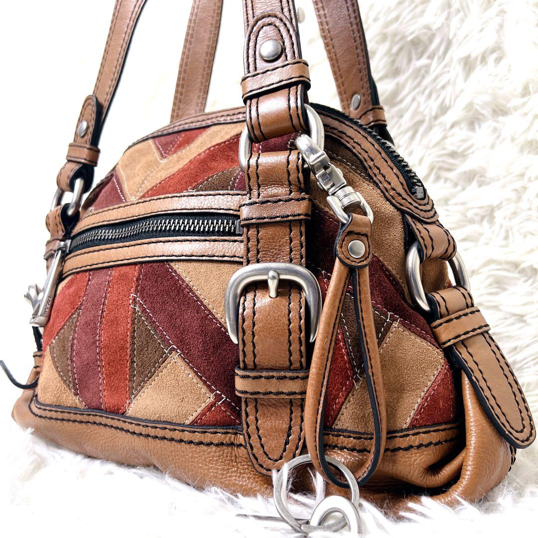 バッグ FOSSIL Y2K Patchwork Suede Leather Bag