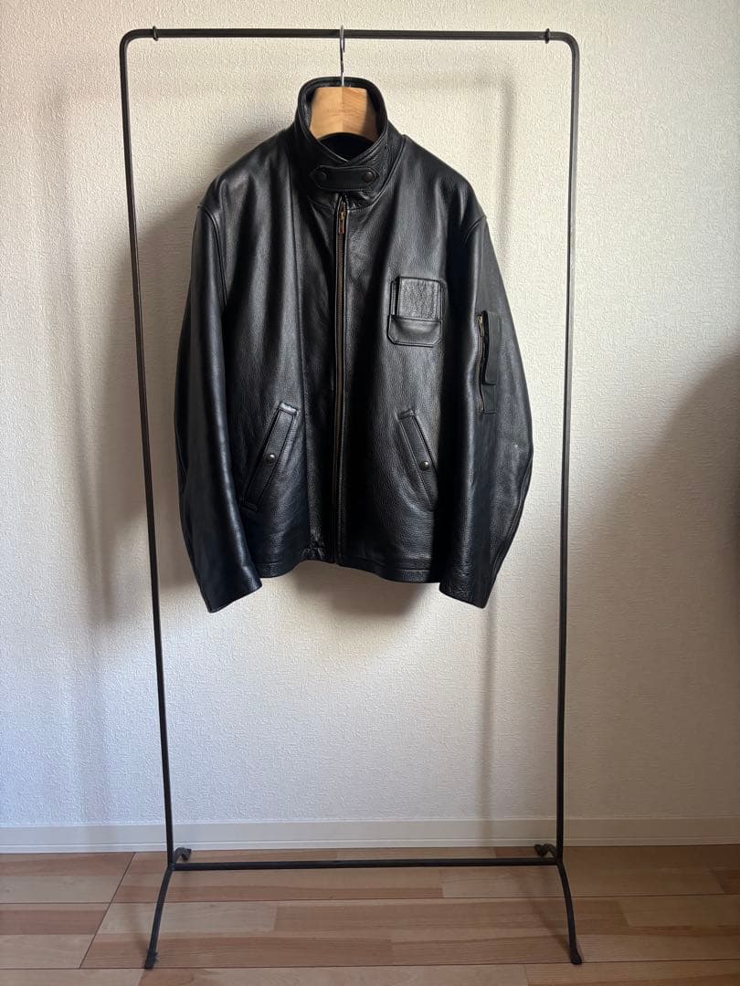 美品 French pilot leather jacket comoli