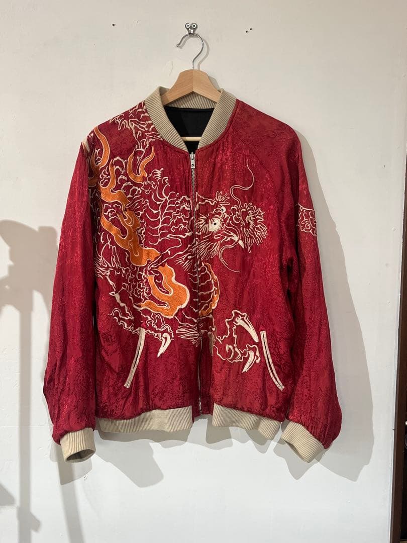 SCRIPT 花旅楽団 スカジャン 鯉×龍 リバーシブル 赤×黒 L 渋谷龍太