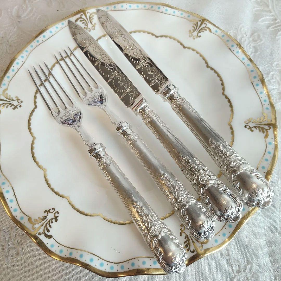 イギリス　アンティーク　シルバー　カトラリーセット　ナイフ　フォーク
