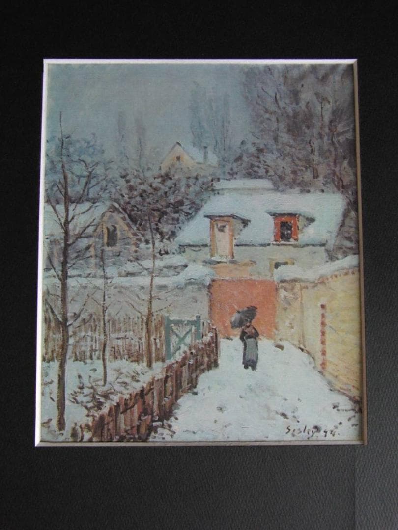 アルフレッド・シスレー、【雪のルーヴシエンヌの庭】、希少な額装用画集より