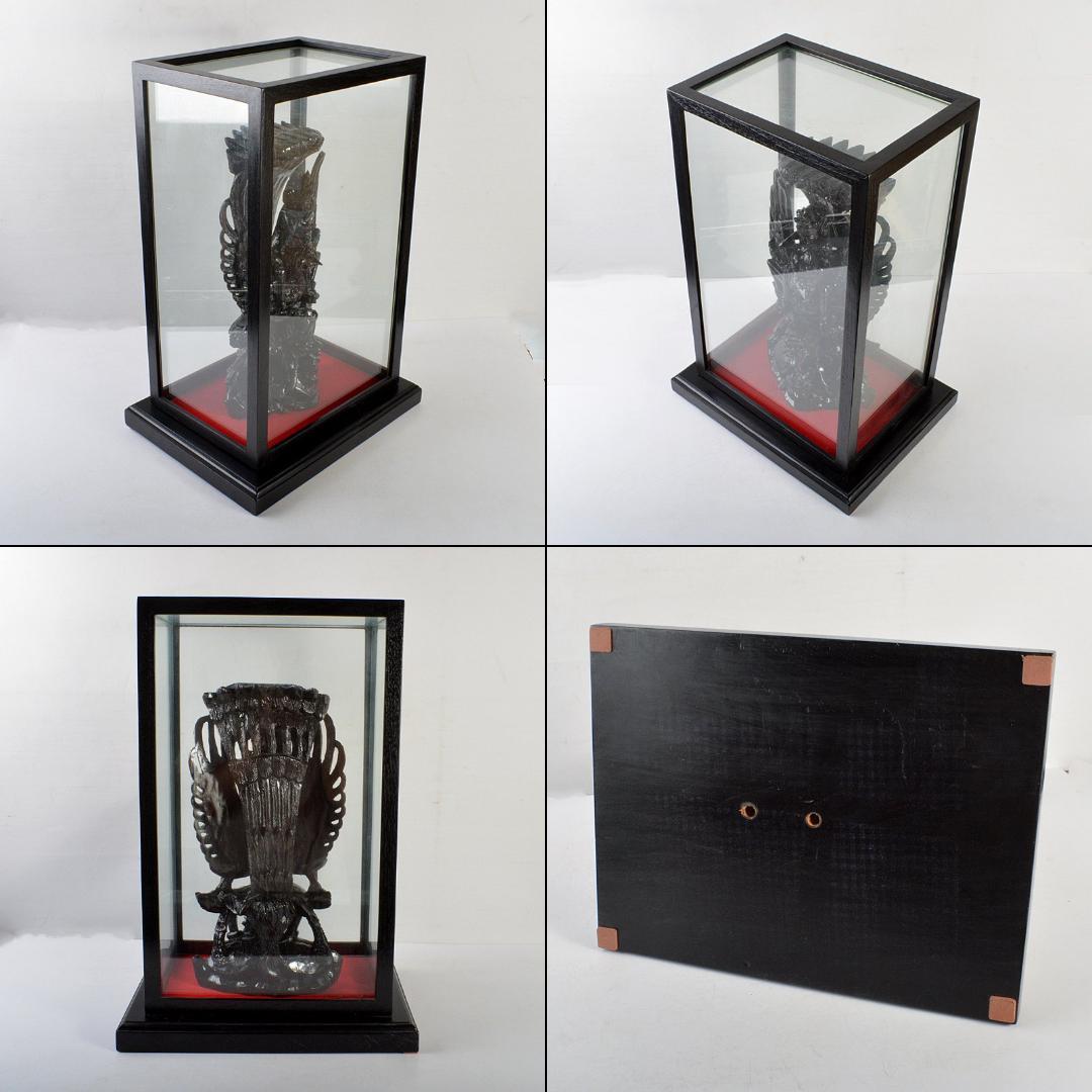 バリ島 インドネシア 木彫 ガルーダ 置物 ガラスケース付 V 6070C