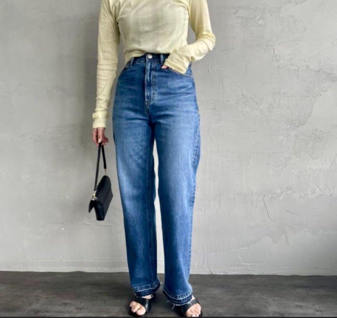 YANUK ボーイズストレート LEAブルーデニム【タグ付き】 23 カットオフ Trick Denimボーイズストレート