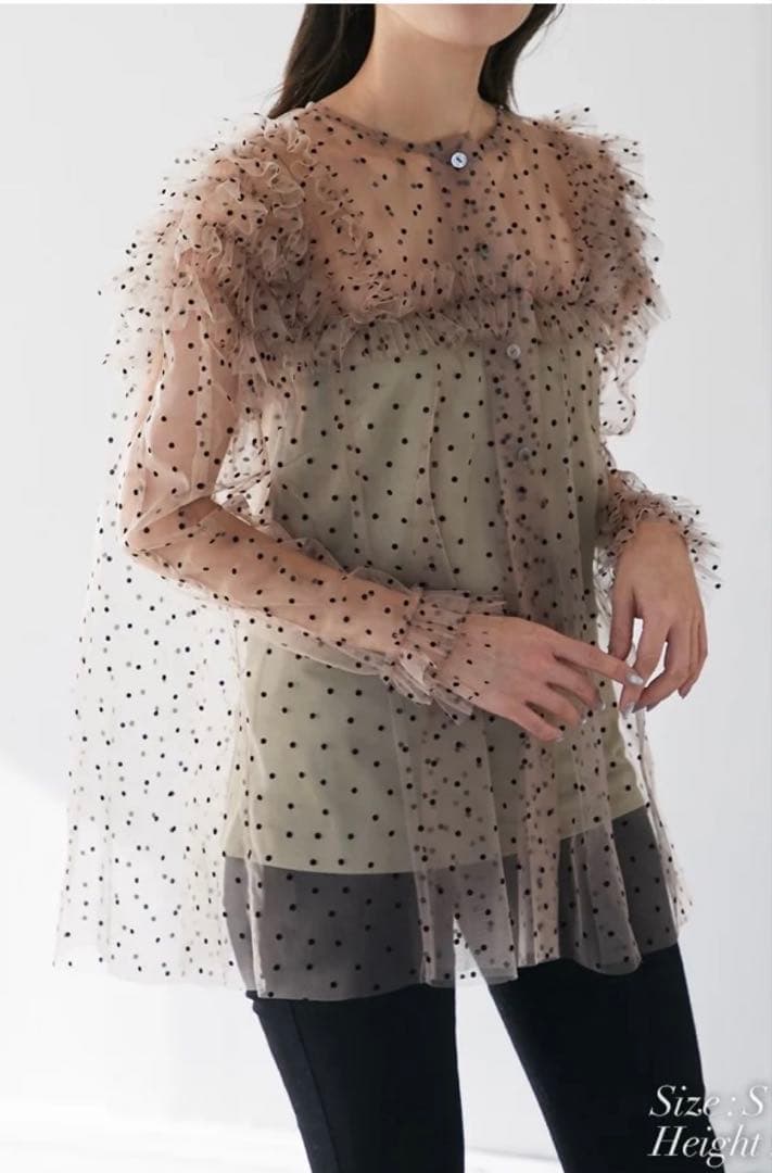セブンテン ドットチュールブラウス861番
