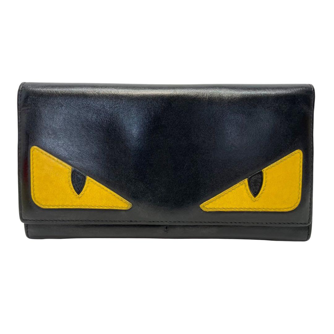 2932 フェンディ 長財布 モンスター バグズアイ バイカラー ブラックレッド