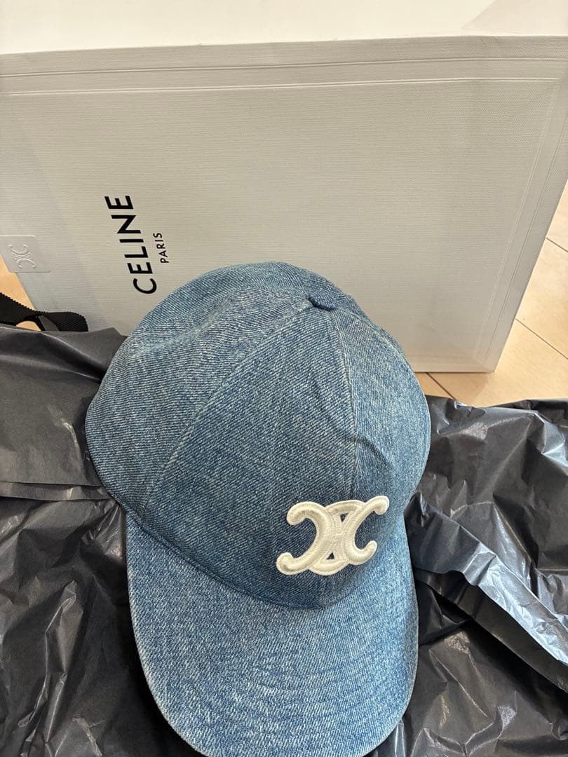 なCELINE トリオンフ キャップ 帽子 デニム地 L レディース