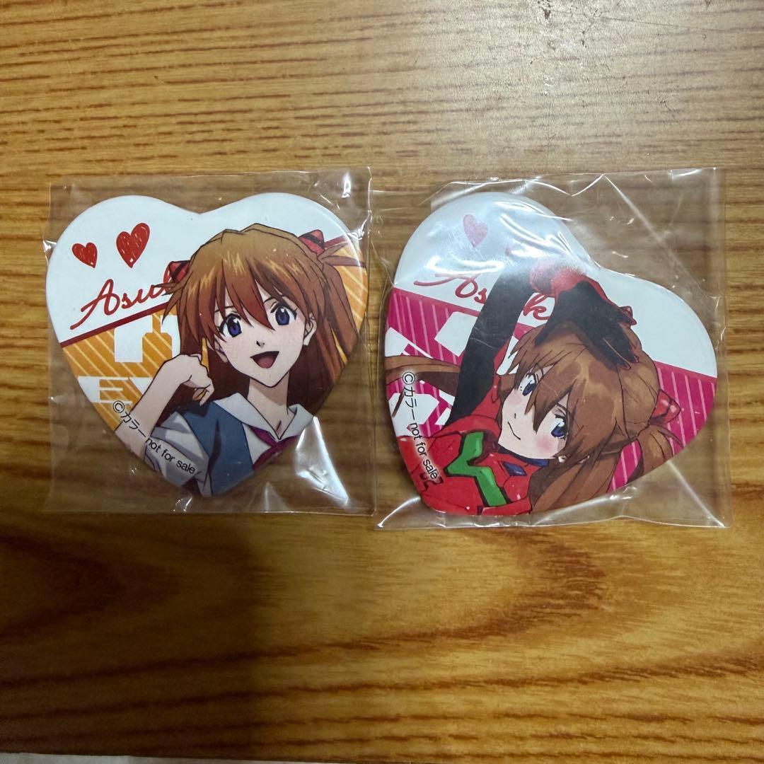 激レア エヴァ アスカ ハート缶２個セット EVA STOREオリジナル 缶バッジセット/(プラグスーツ・ハート): グッズ