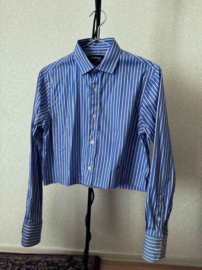 トップス CROPPED SHIRT CLASSIC STRIPE hommegirls
