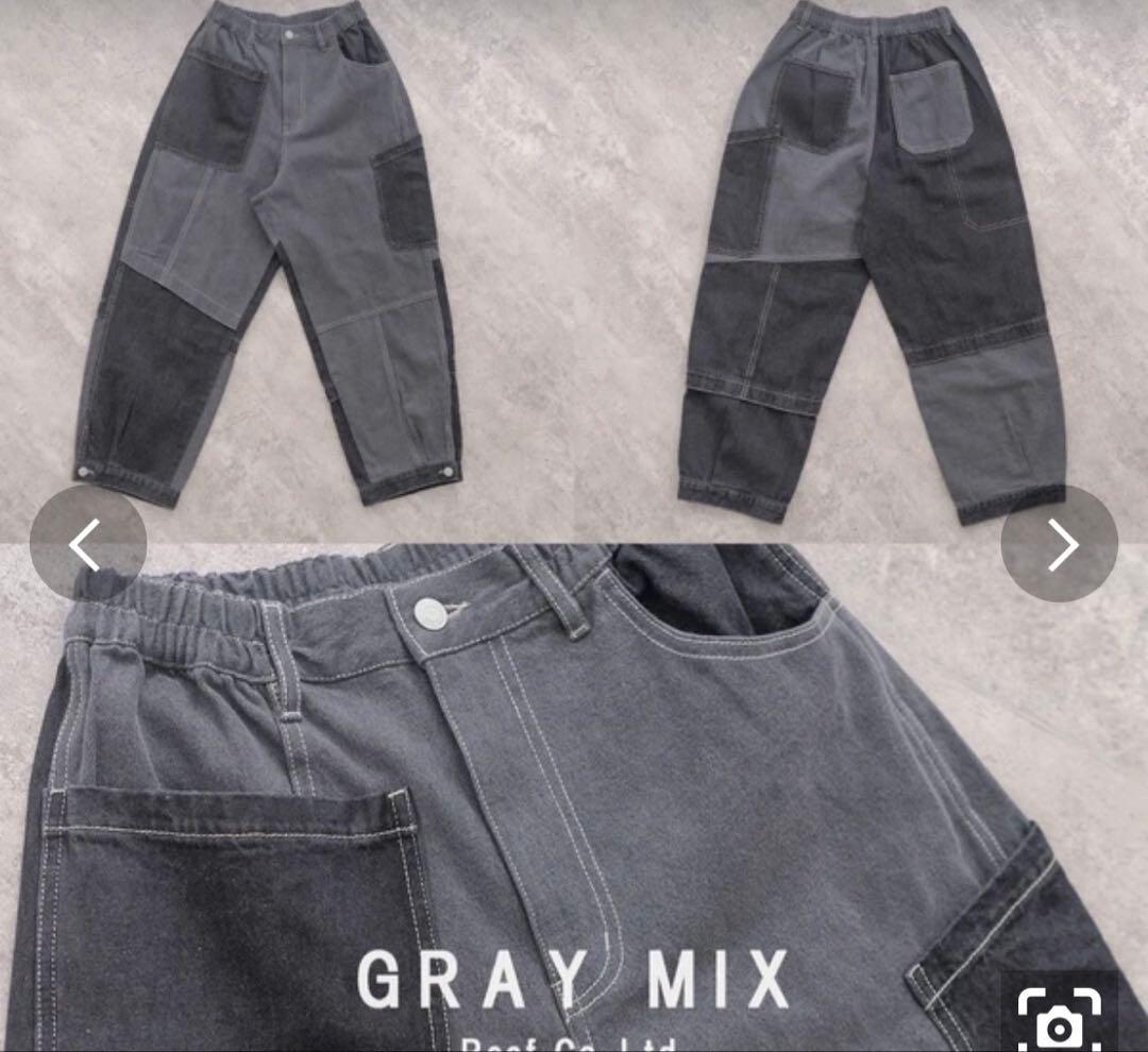リビルドパッチポケットデニムパンツ GLAY MIX