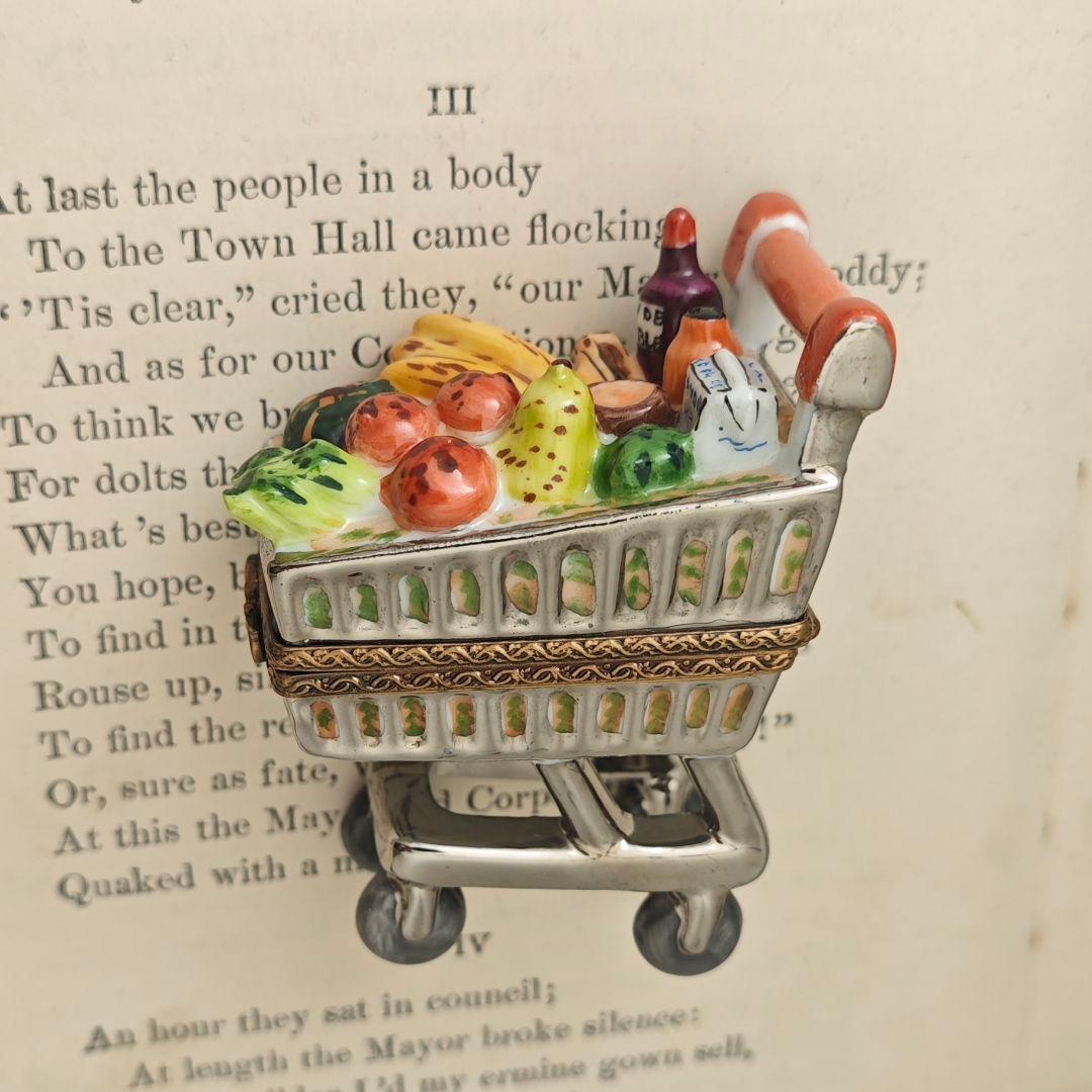 リモージュボックス　ショッピングカート　フランス製　小物入れ　ミニチュア