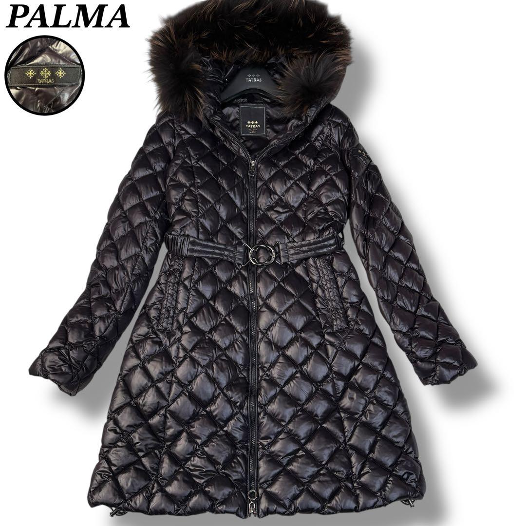 美品 TATRAS PALMA 2way Aライン フレア ロングコート 黒M