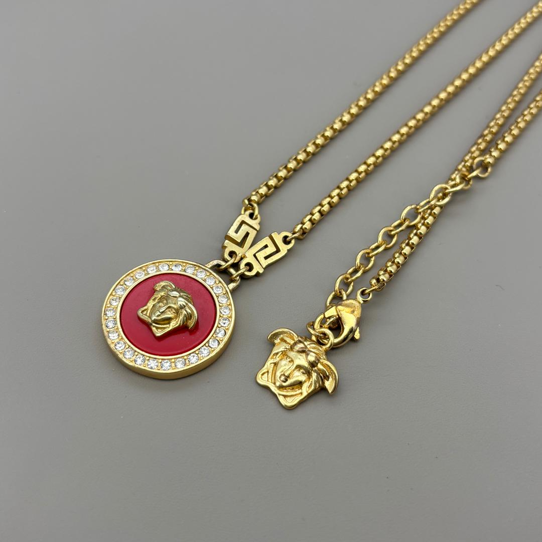 VERSACE ネックレス メデューサ ゴールド 赤 レッド レアカラー