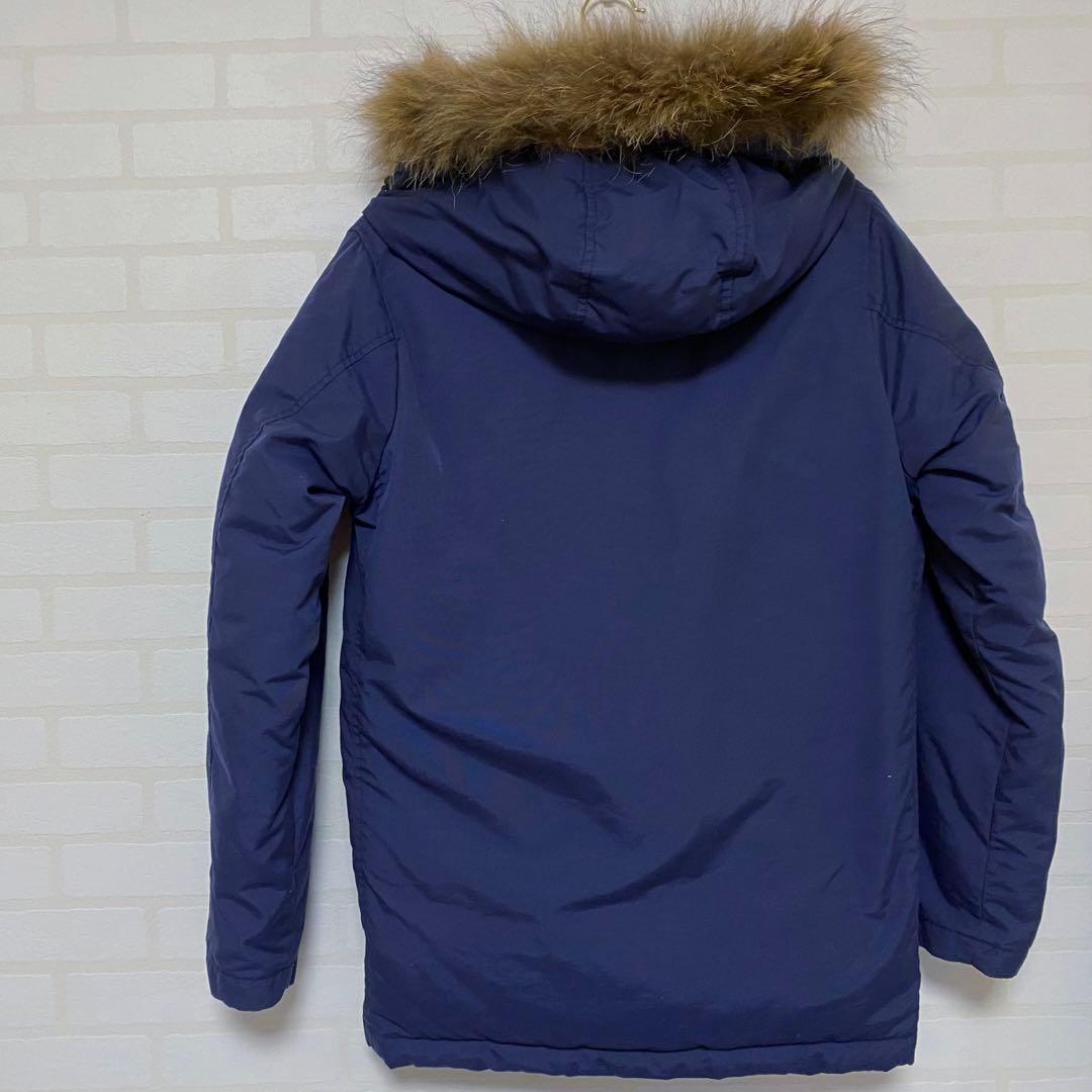 DANTON ダウンジャケット 青タグ フード ファー付き ネイビー - メルカリ