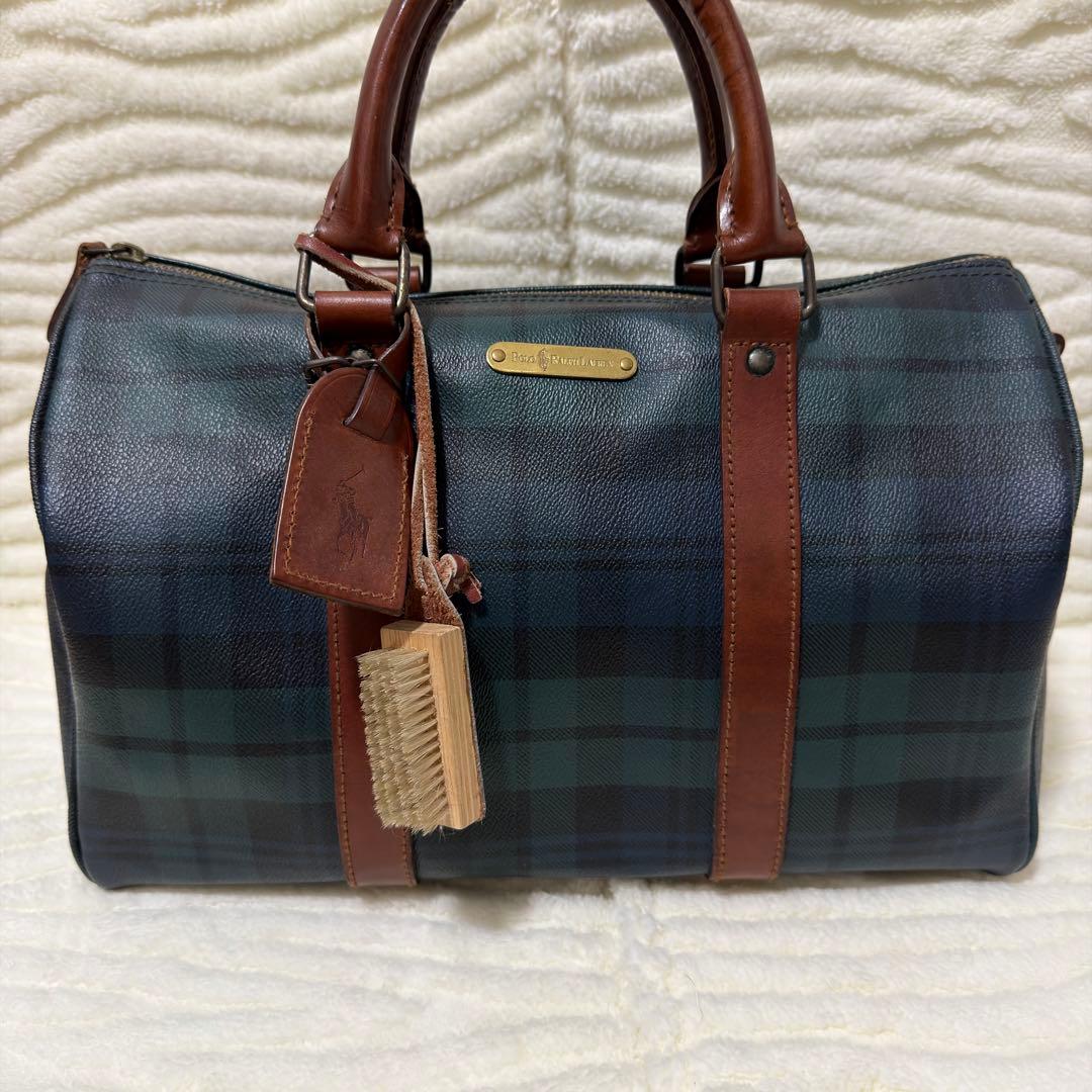 ✨️美品✨️ポロラルフローレン ミニボストン PVCレザー タータン