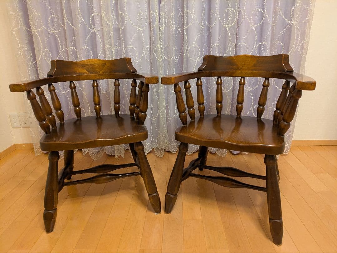 飛騨産業キツツキマーク 木製アームチェア2脚