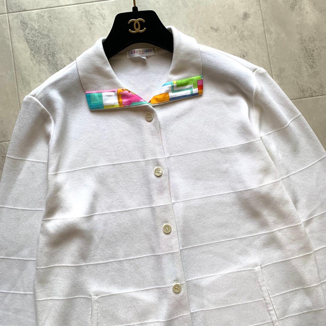 美品♡レオナール ニットジャケット カーディガン トリム 花柄