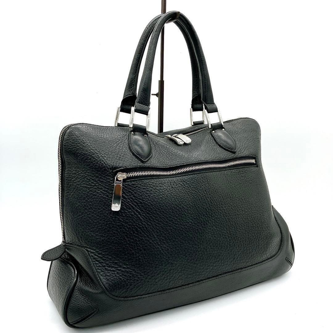 専用美品【PELLE MORBIDA】ビジネスバッグ　ブラック　レザー　シルバー