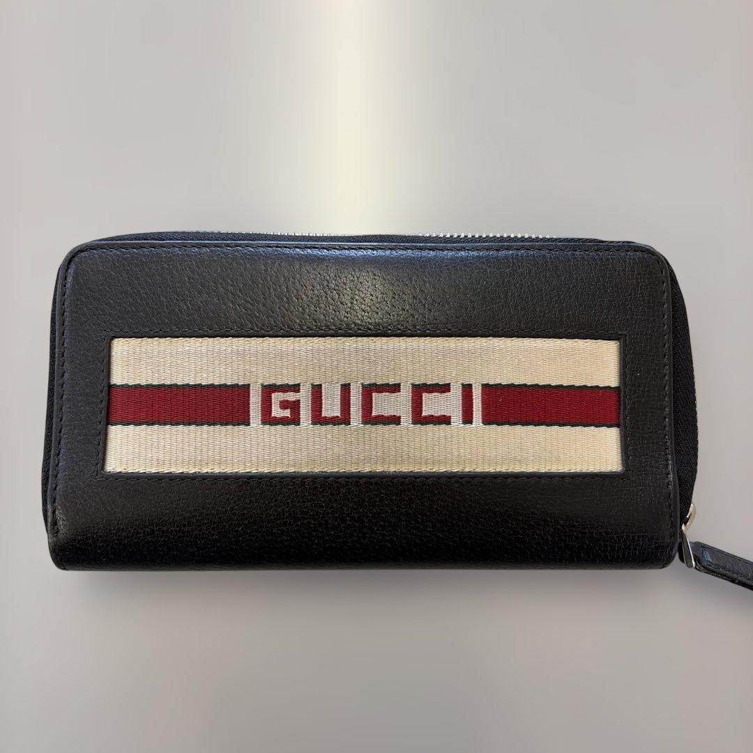 t*n様 グッチ レザー ロゴ ラウンドファスナー 長財布 GUCCI 美品