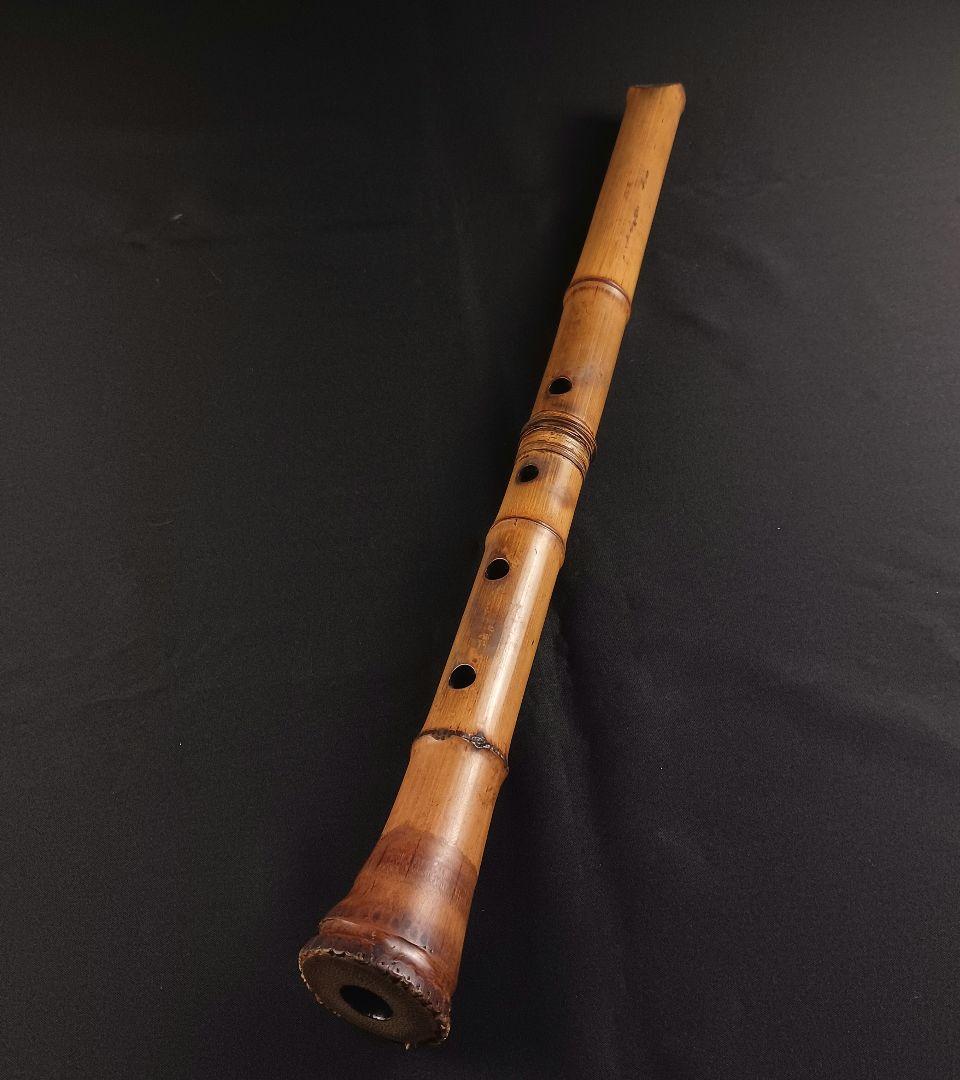 Y2886-5 琴古流 尺八 星光銘 藤巻 全長55㎝ 竹製