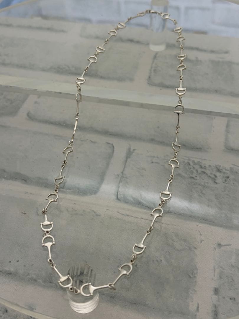 美品　ヴィンテージ　アメリカンシルバー　ホースビット　ネックレス　52cm VINTAGE】GUCCI グッチ ホースビット × 喜平チェーン ネックレス