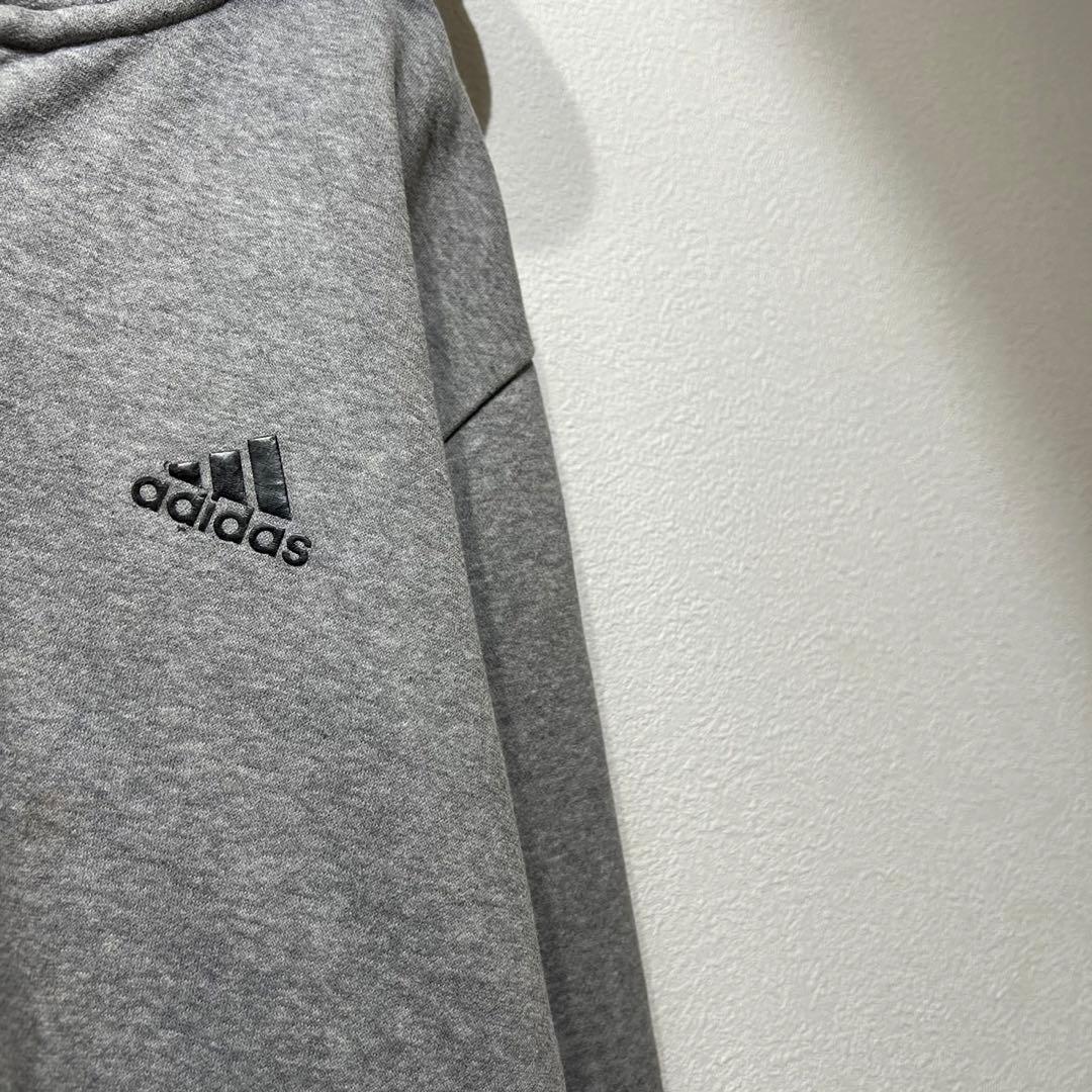 希少】90s adidas ロゴプリント ジップパーカー グレー L - メルカリ