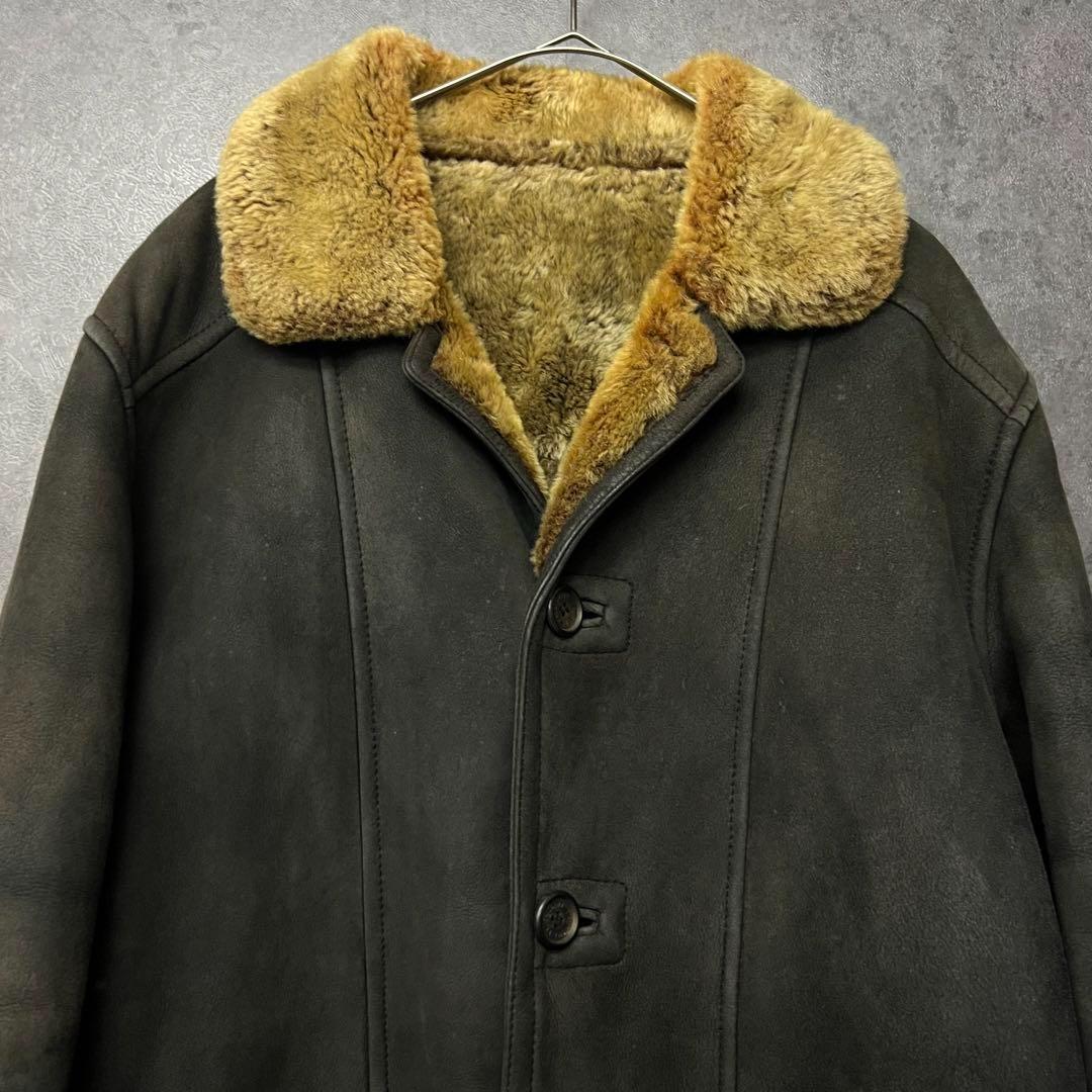 古着【YSL イヴサンローラン 本革 ラムレザー ムートンジャケット