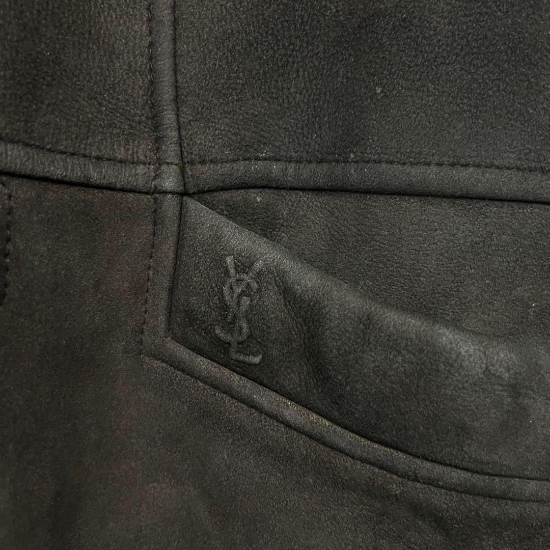 古着【YSL イヴサンローラン 本革 ラムレザー ムートンジャケット