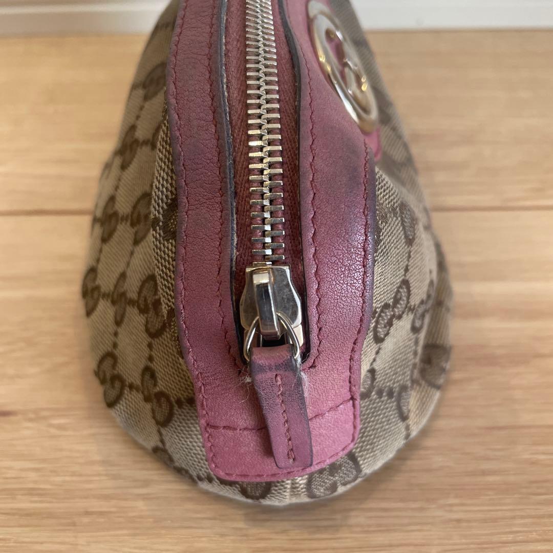 GUCCI GGキャンバスポーチ ベージュ ピンク - メルカリ