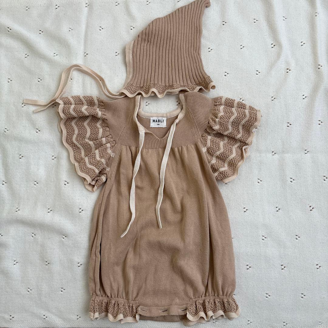 Mabli 小人ロンパース ボンネットセット