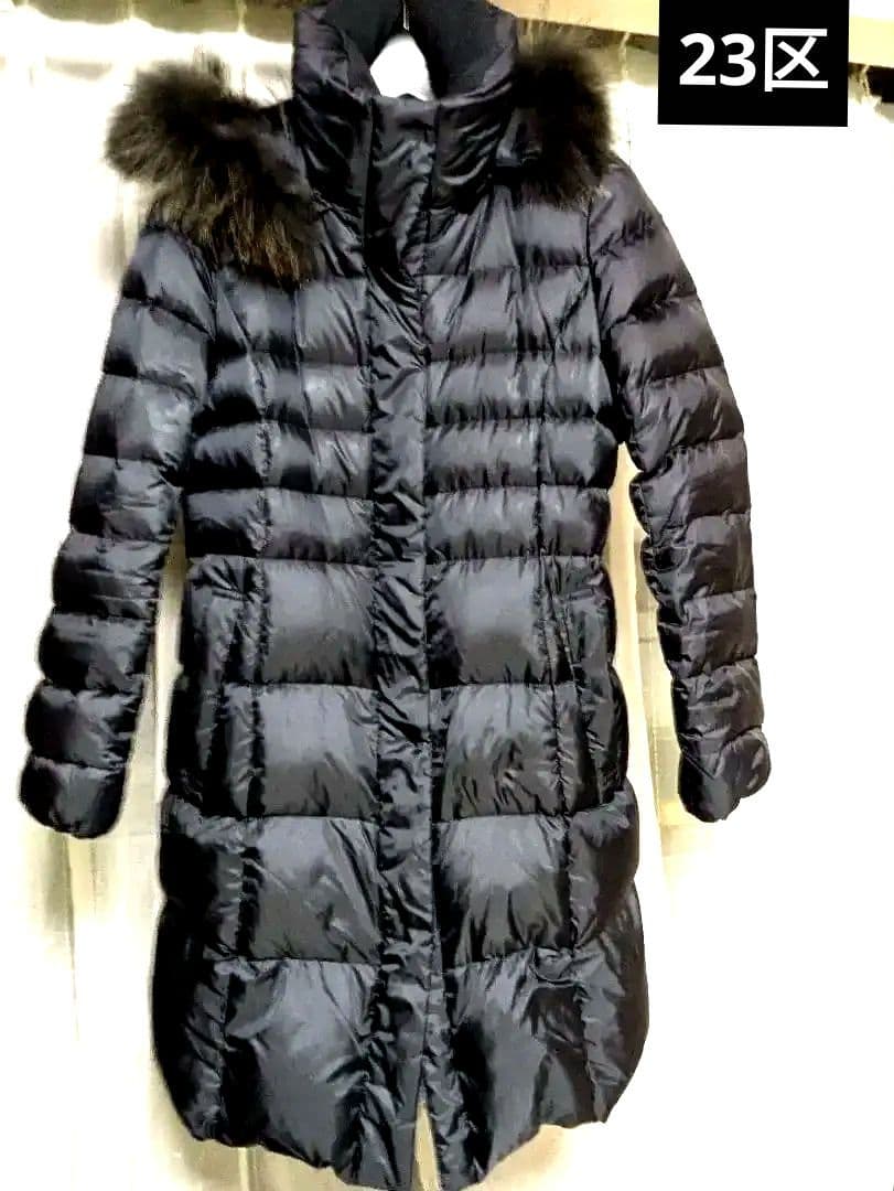 23区 リアルラクーンファー 洗えるシレータフタロングダウンコート L