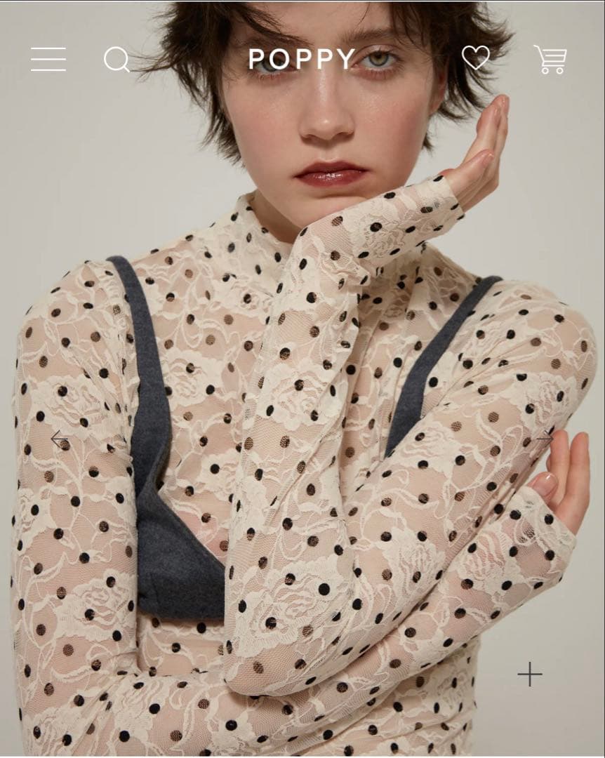 トップス DOT LACE SEE-THROUGH TOP(HIGH NECK)