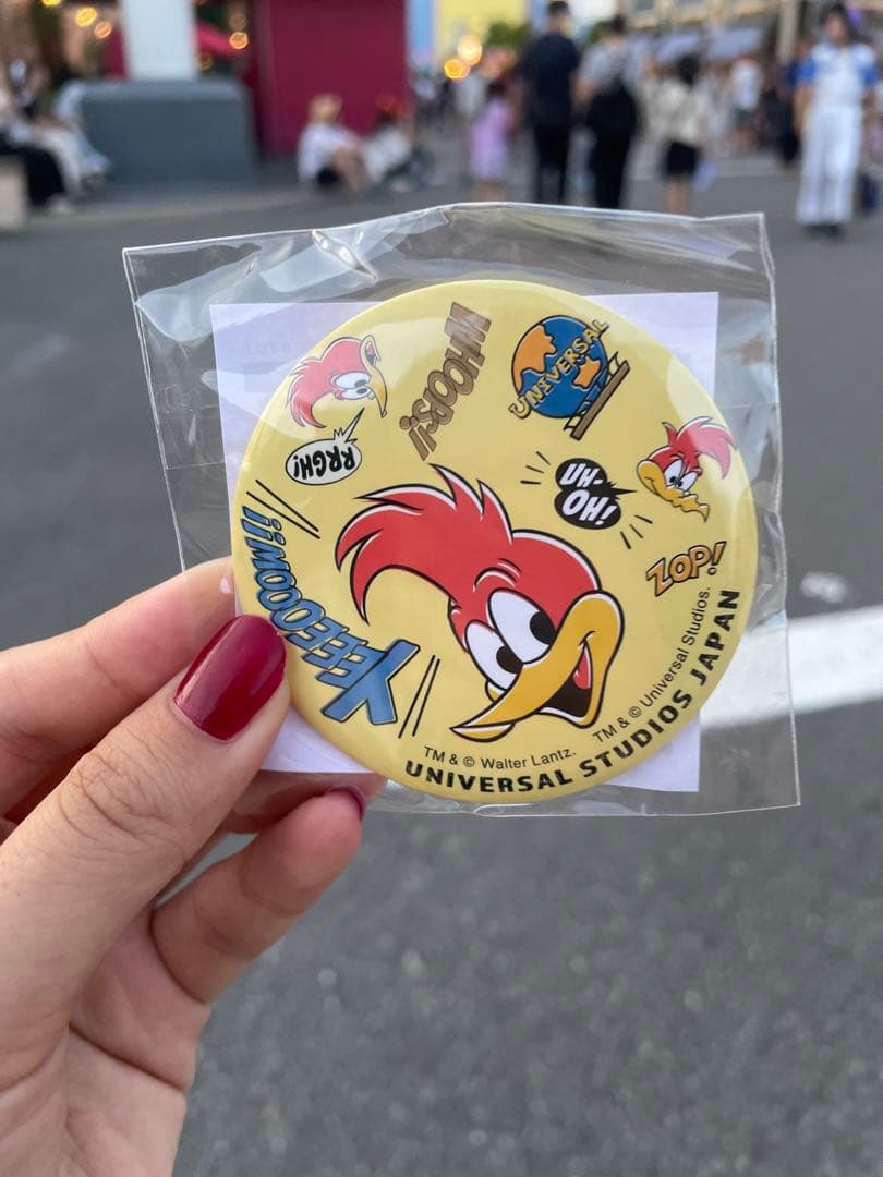 ウッディ・ウッドペッカー 缶バッジ ユニバーサル・スタジオ・ジャパン