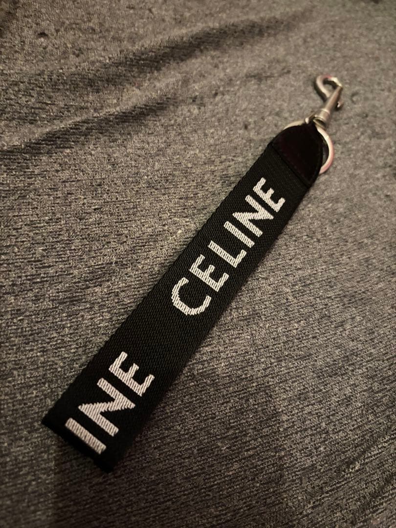 CELINE ナイロン　キーホルダー ブラック　レザー