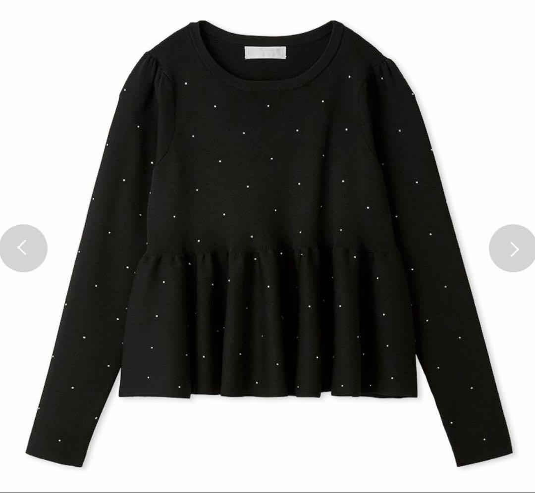 CELFORD ホットフィットビジューペプラムニットプルオーバー