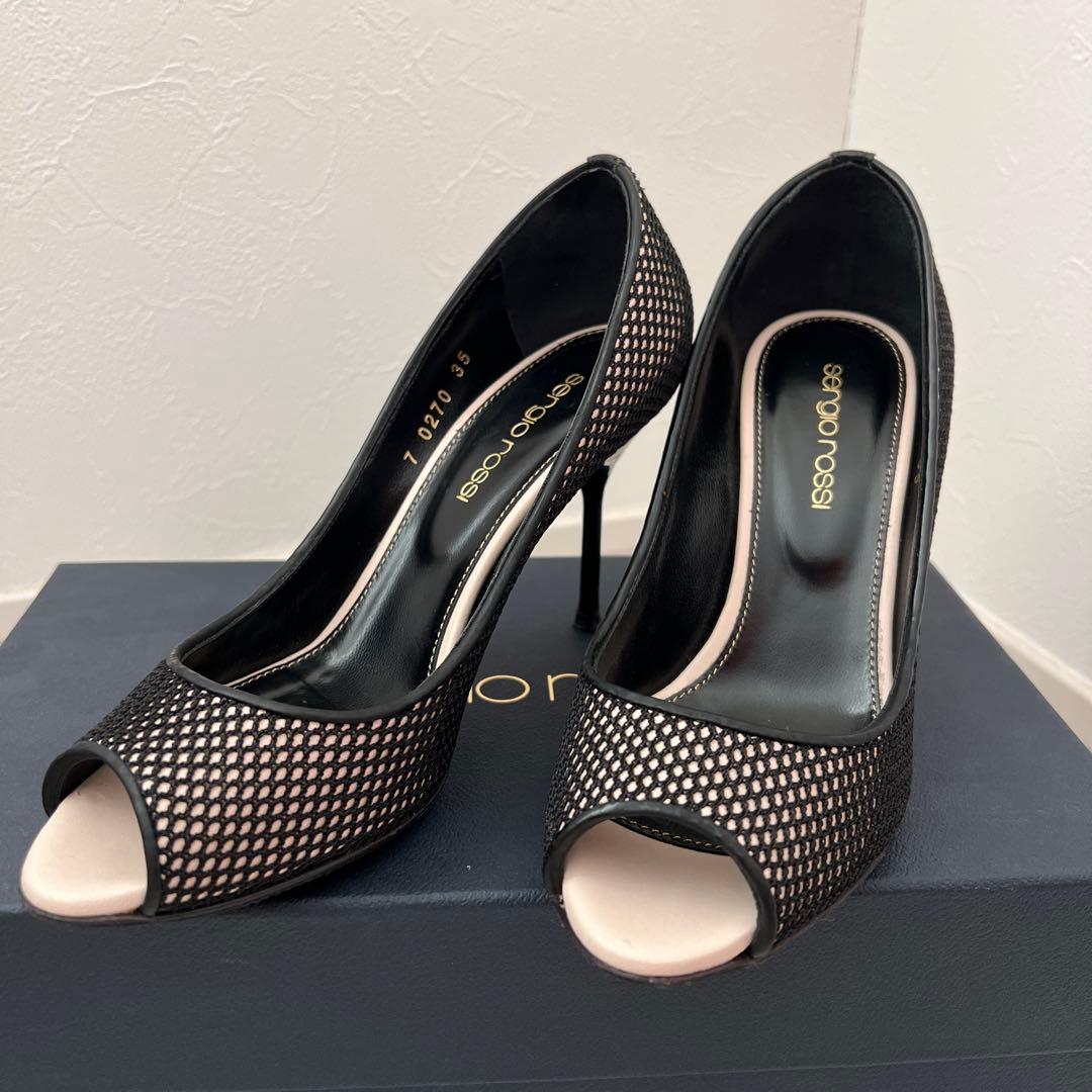 セルジオロッシ オープントゥパンプス 美品 - メルカリ